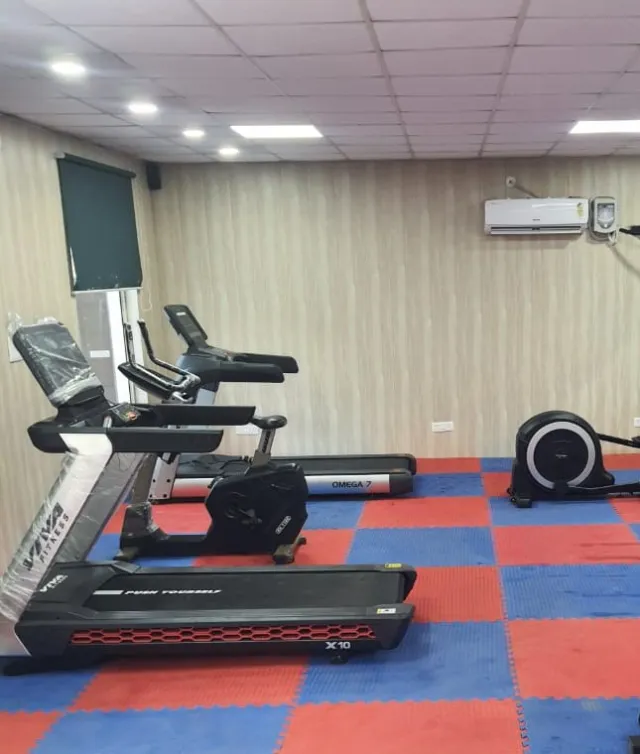 Indoor gym: treadmills, exercise bike and cross-trainer